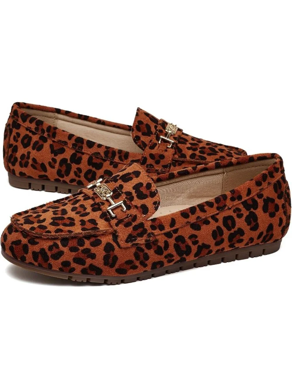 Women's Leopard Comfort Walking Pull On Leisure Slip On Work Loafer Flat Shoes